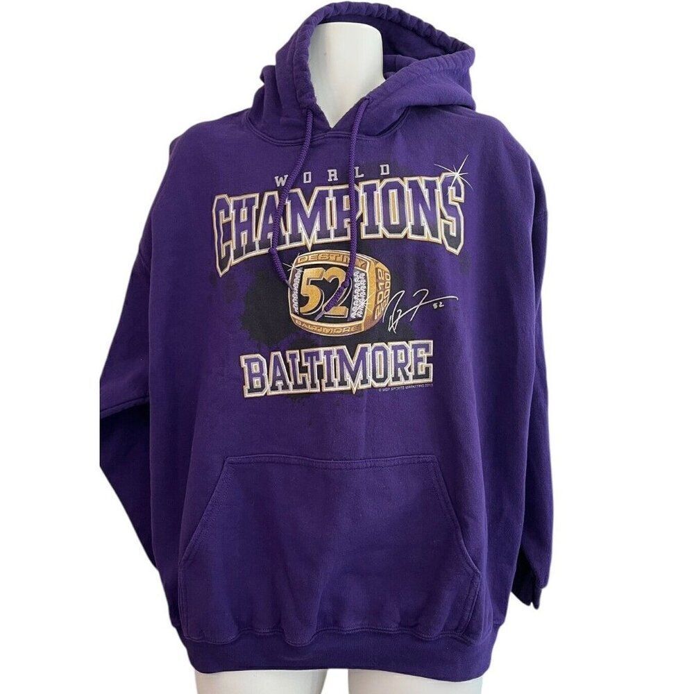 XL Baltimore Ravens World Champions #52 Ray Lewis Superbowl MVP Hoodie Jacket